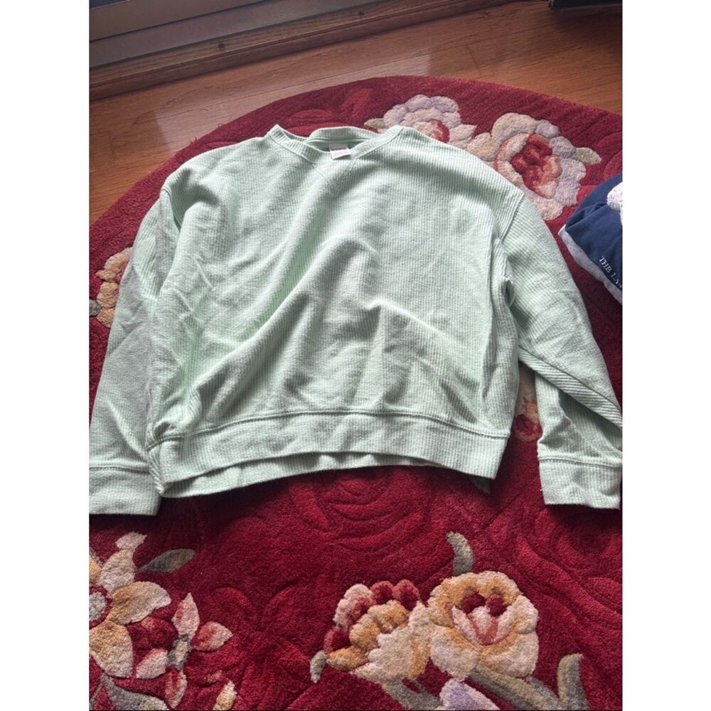 PINK Victoria's Secret Mint Green Waffle Crew Sweatshirt